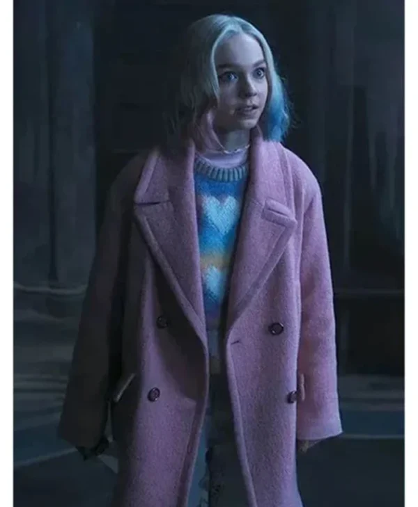 Emma Myers Wednesday 2022 Pink Coat