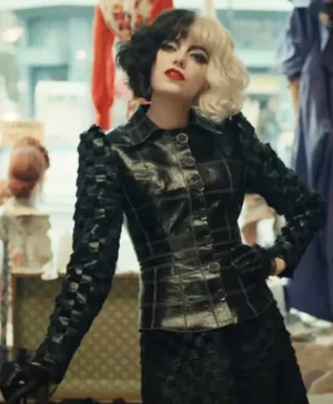Emma Stone Cruella Leather Black Jacket