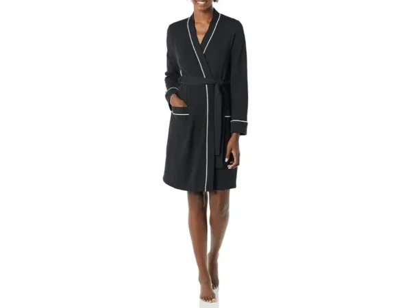 Essential Black Womens Waffle Robe