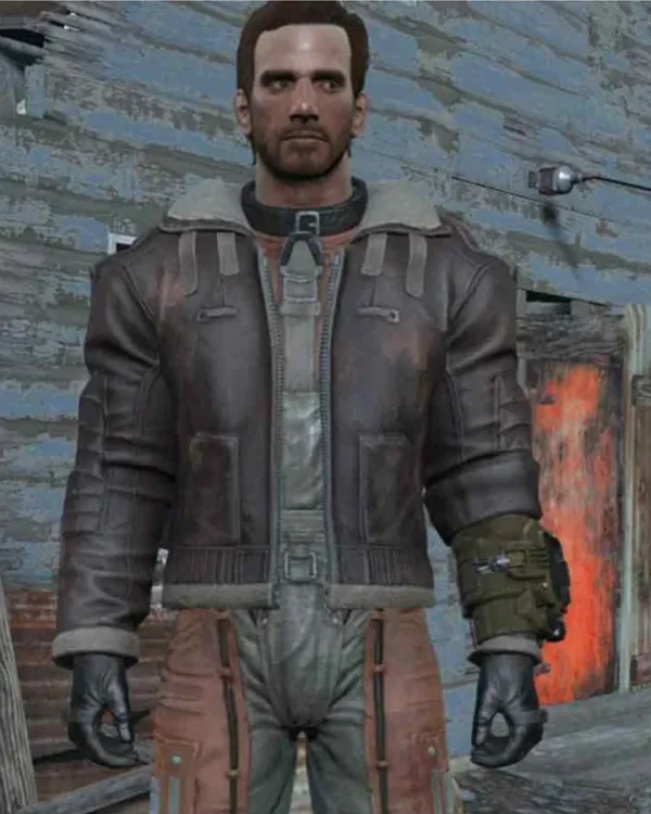 Fallout 04 Armor Bomber Brown Leather Jacket