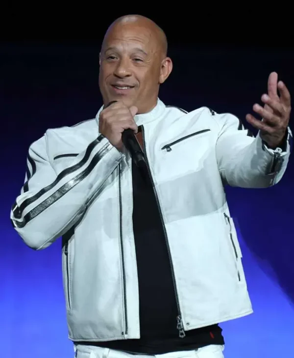 Fast X Premiere 2023 Vin Diesel CinemaCon White Leather Jacket