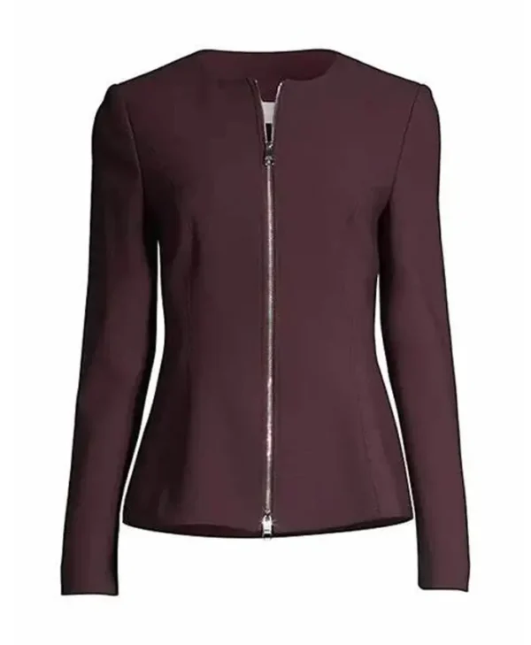 General Hospital Anna Devane Maroon Fleece Track Jacket