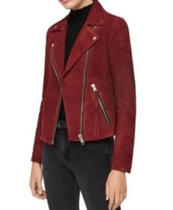 General Hospital Brook Lynn Quartermaine Red Moto Suede Jacket