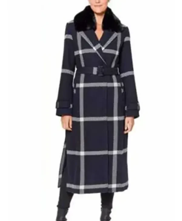 General Hospital Carly Corinthos Plaid Wool Maxi Wrap Coat