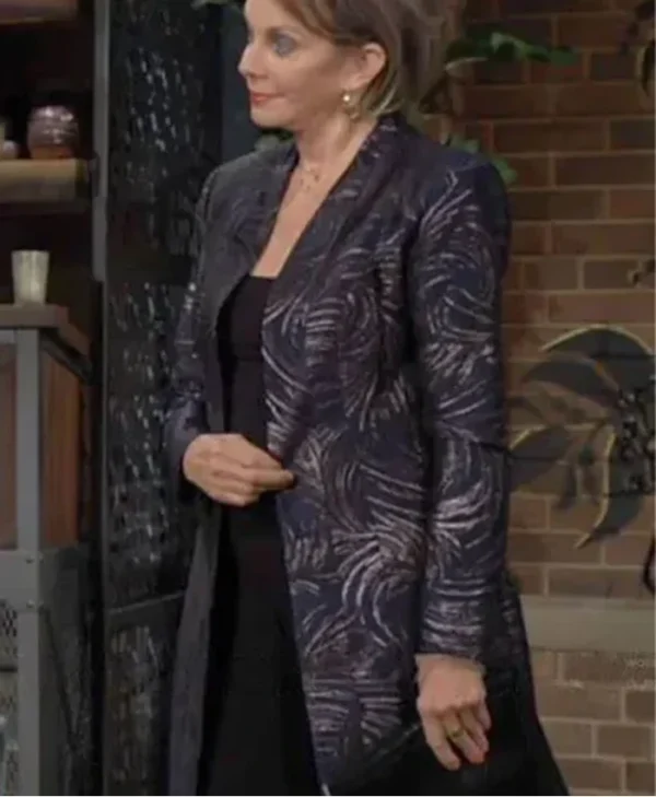 Gloria Abbott The Young and The Restless Metallic Feather Print Coat