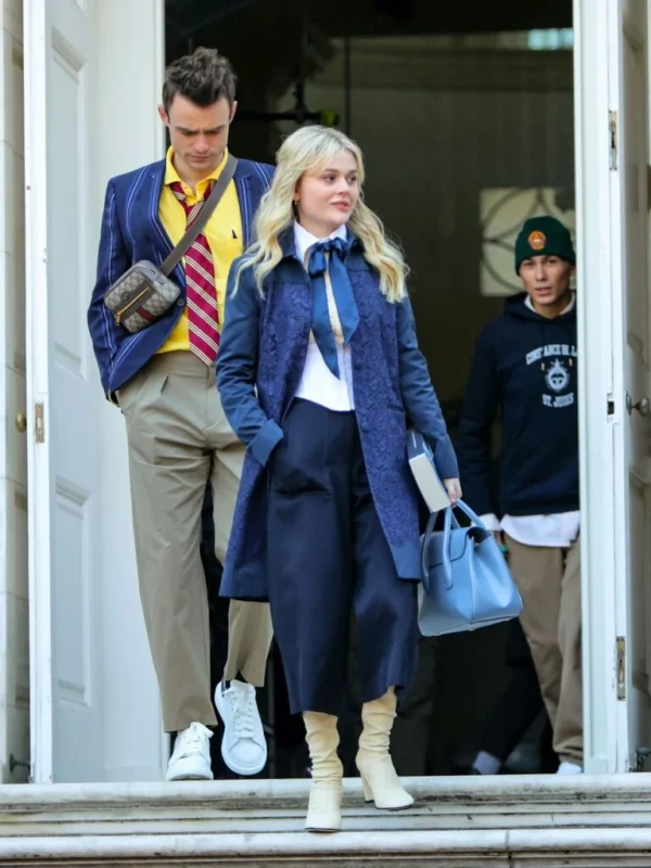 Gossip Girl Audrey Hope Blue Suiting Fabric Coat