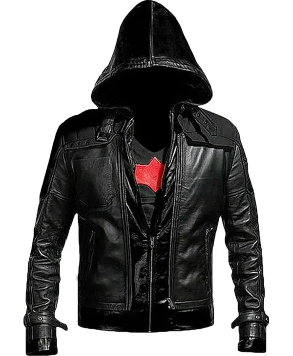 Gotham Knights Jason Black Hooded Leather Jacket