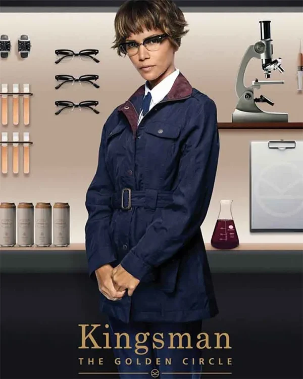 Halle Berry The Kingsman Ginger Ale Blue Long Coat