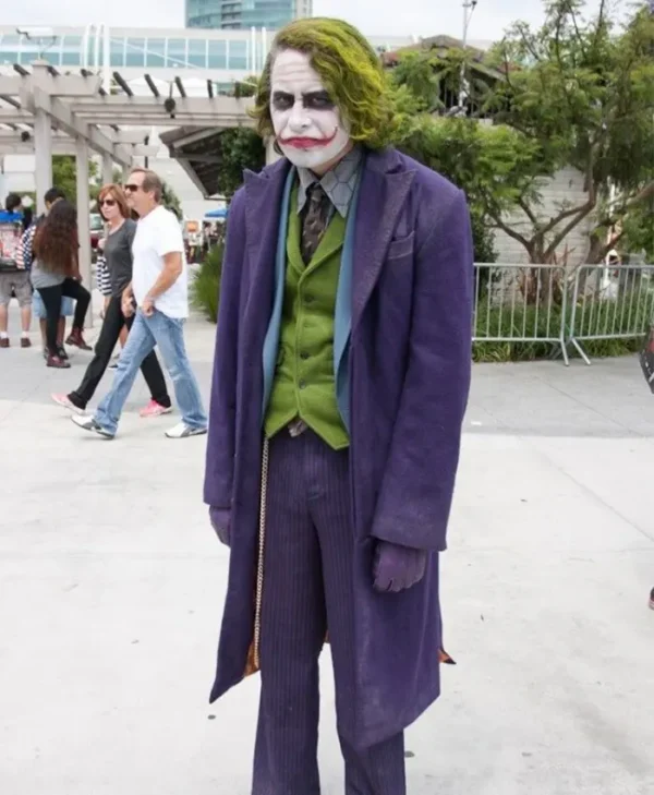 Halloween Joker Costume Purple Long Trench Coat