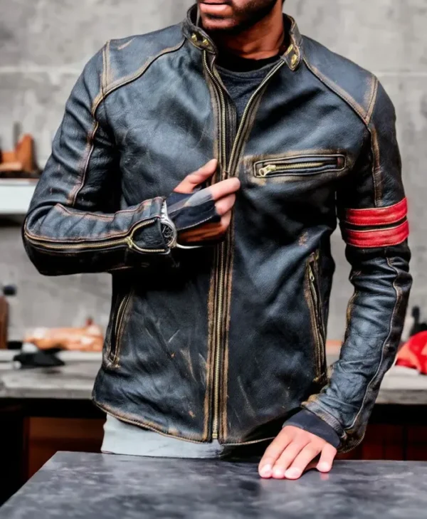 Handmade Fashion Black Real Leather Jacket