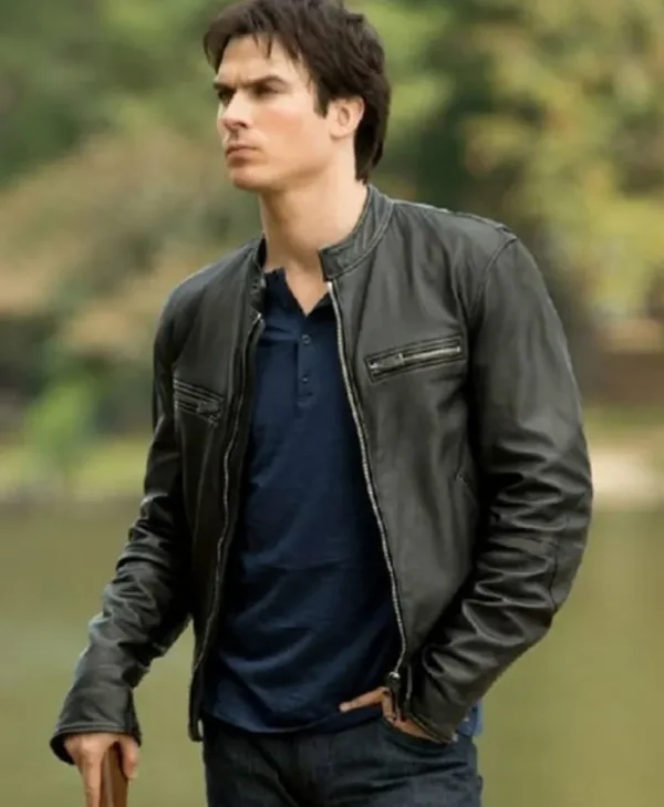 Ian Vampire Diaries Cafe Racer Leather Jacket