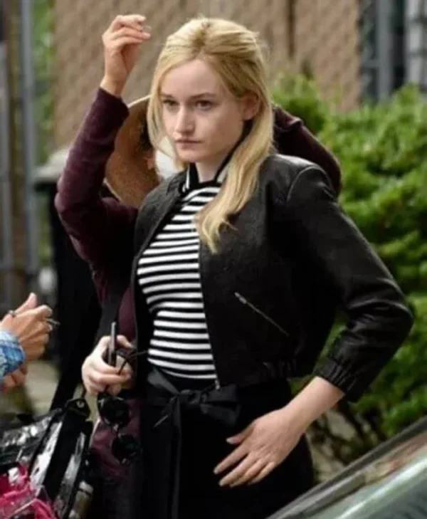 Inventing Anna Julia Garner Black Cropped Leather Jacket