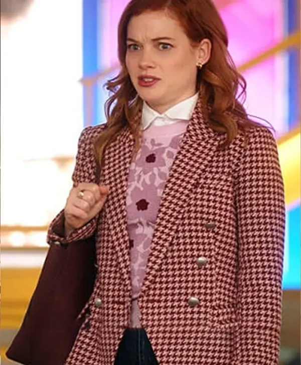 Jane Levy Zoey’s Extraordinary Playlist Pink Houndstooth Blazer