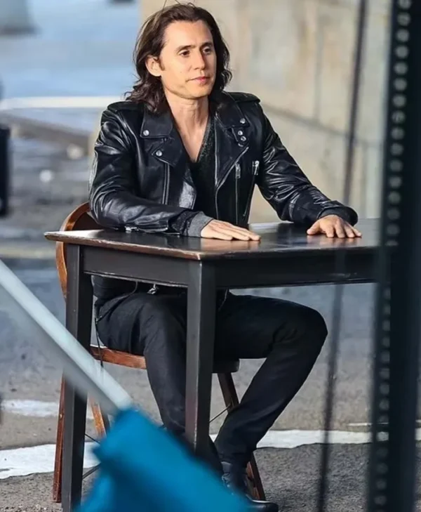 Jared Leto WeCrashed 2022 Black Biker Leather Jacket