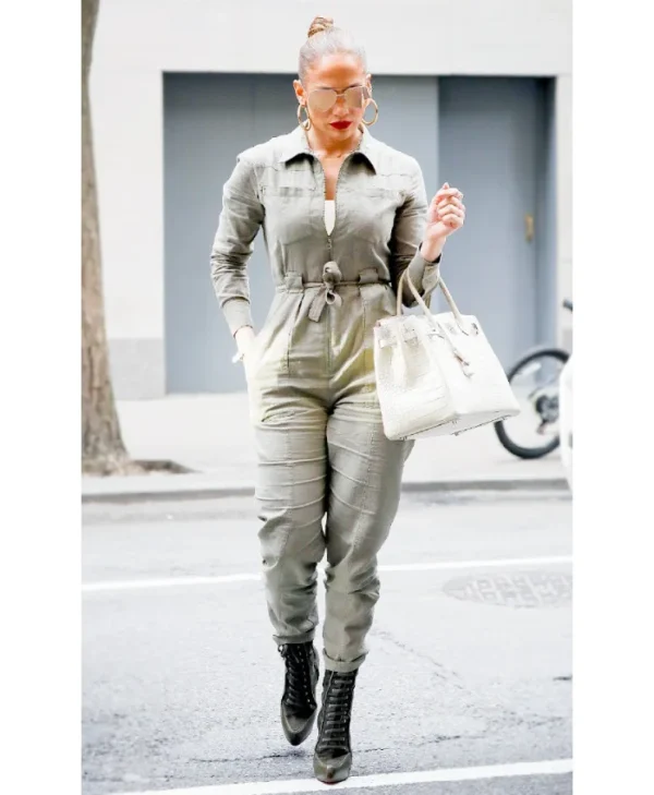 Jennifer Lopez Green Cotton Jumpsuit