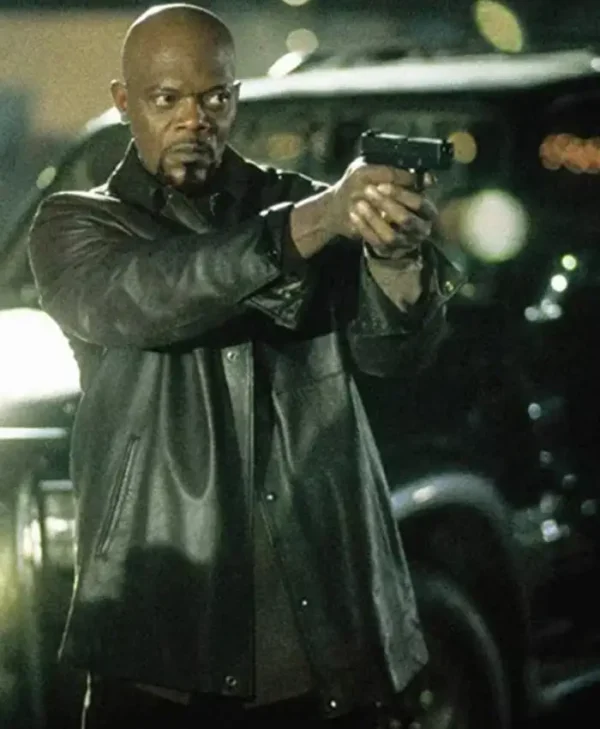 John Shaft 2000 Samuel L Jackson Black Leather Jacket