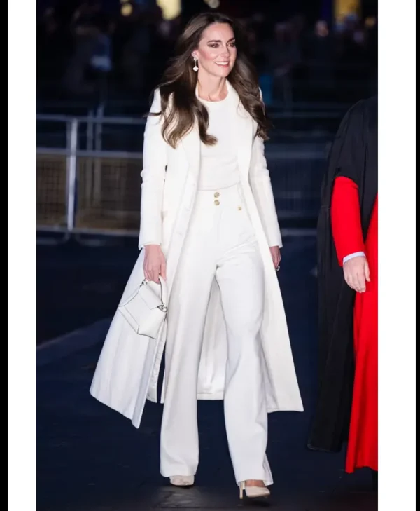 Kate Middleton Christmas Carol Service White Trench Coat