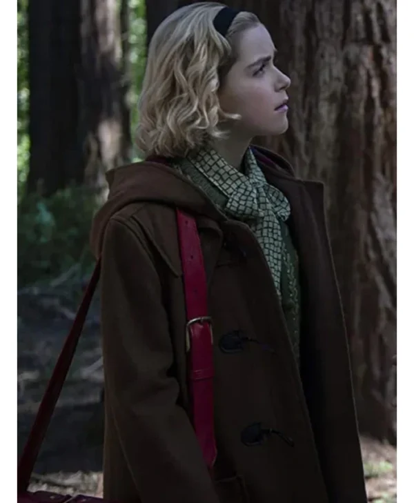 Kiernan Shipka Chilling Adventures of Sabrina Duffle Brown Coat