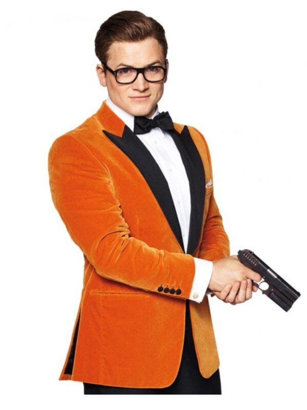 Kingsman The Golden Circle Taron Egerton Orange Tuxedo Suit