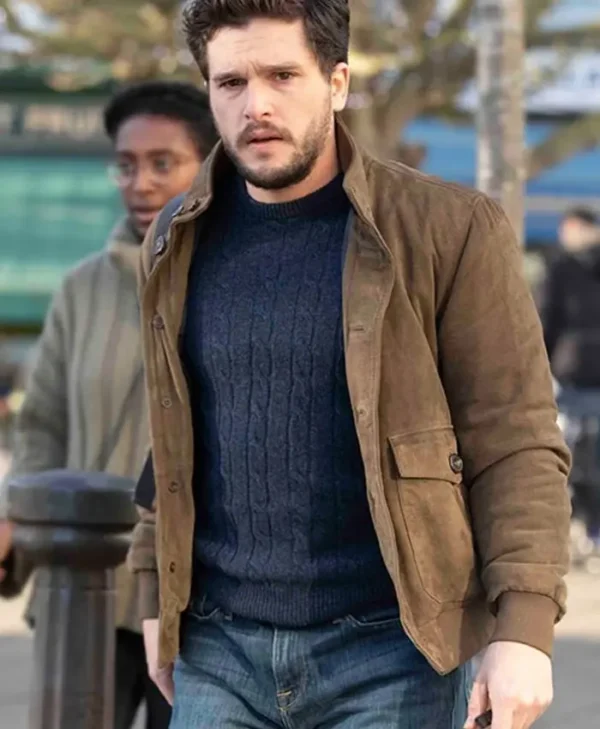 Kit Harington The Eternals Brown Suede Leather Jacket