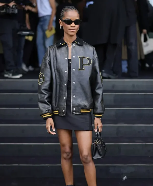 Letitia Wright Leather Varsity Jacket