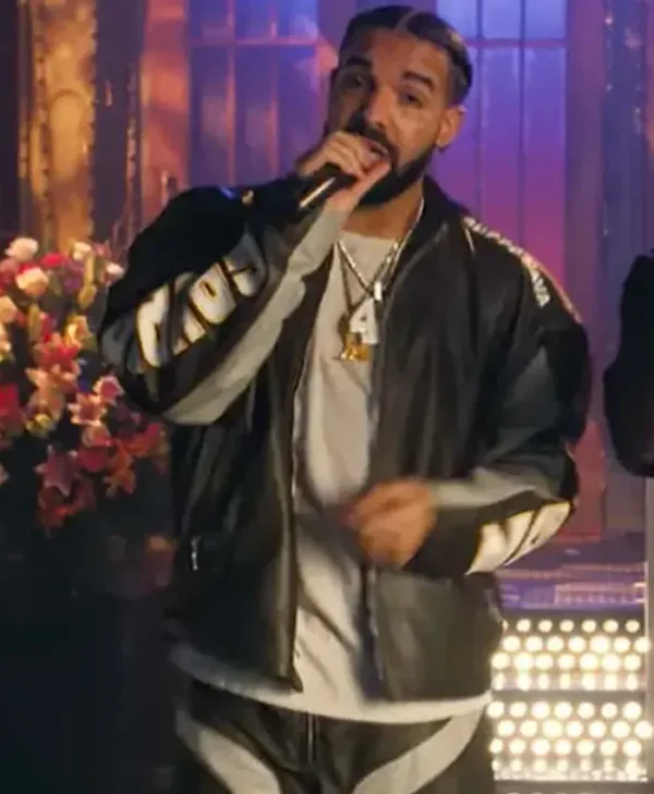 Live On SNL Drake Black Leather Jacket