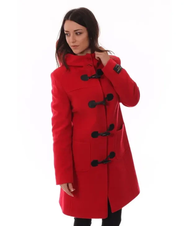 Long Red Women’s Toggle Coat