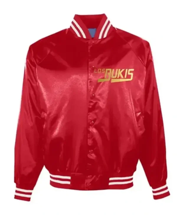 Los Bukis Black Red Satin Bomber Varsity Jacket Red