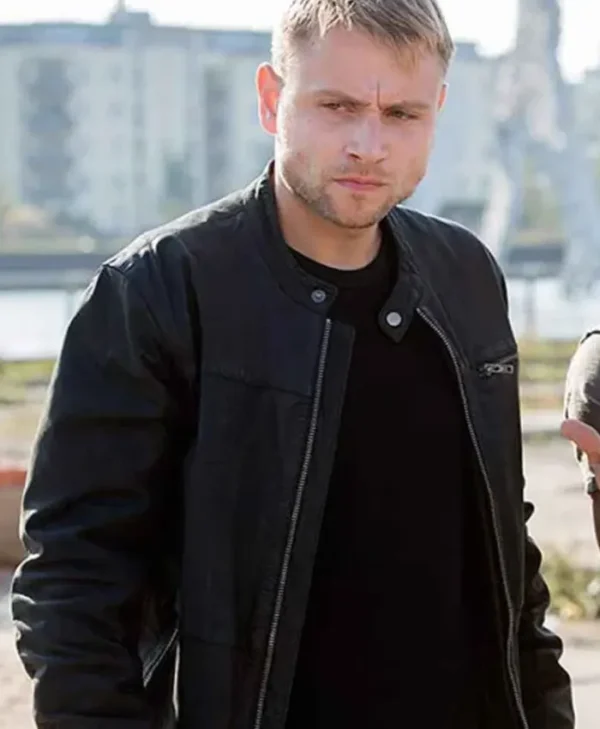 Max Riemelt Sense8 Leather Black Jacket