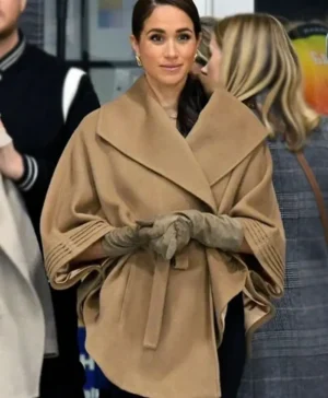 Meghan Markle Brown Sentaler Wool Cape Coat
