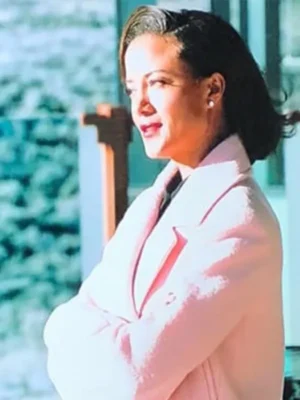 Melody Prescott Yellowstone Double Breasted Pink Coat