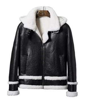 Men Cargo Style B3 Shearling Fur Black Jacket