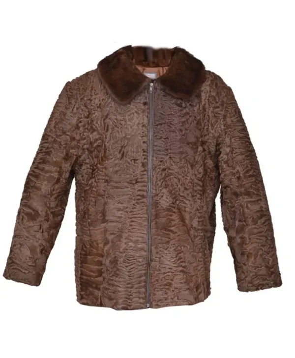 Men’s Brown Broadtail Persian Lamb Fur Bomber Jacket