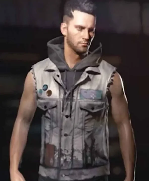 Mens Cyberpunk 2077 Grey Leather Vest