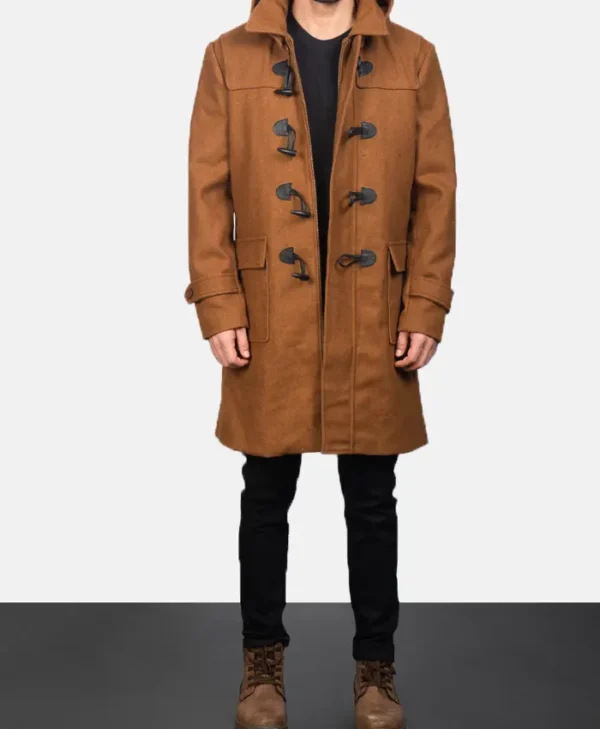 Men's Dark Brown Wool Toggle Coat