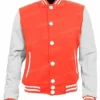 Mens School Orange and White Wool Letterman Jacket