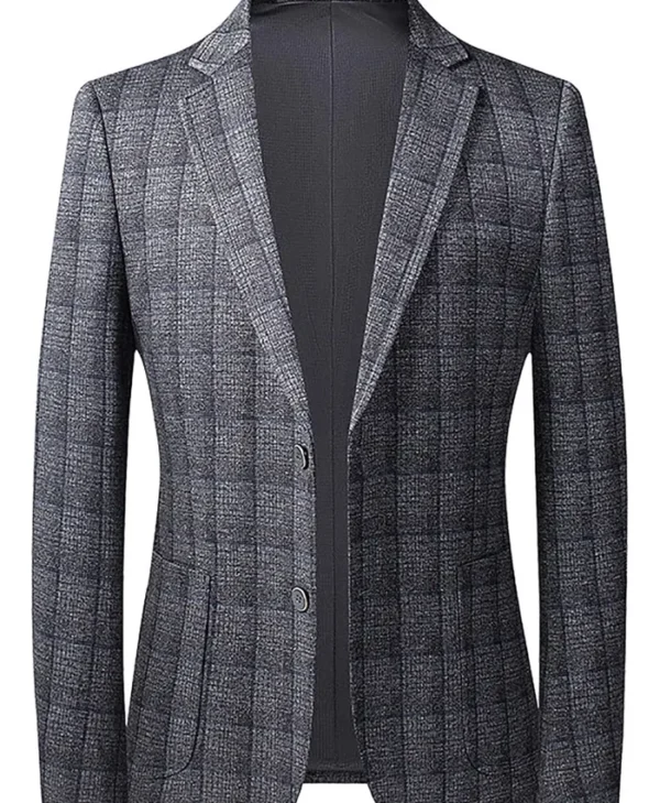 Mens Single Breasted Executive Plaid Suiting Fabric Blazer