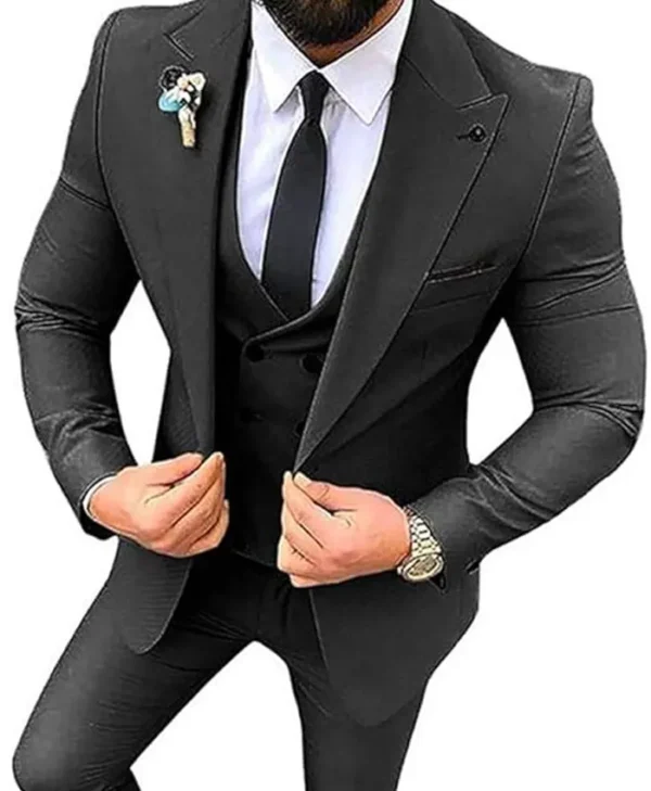 Mens Slim Fit 3 Piece Black Wedding Dinner Prom Suit