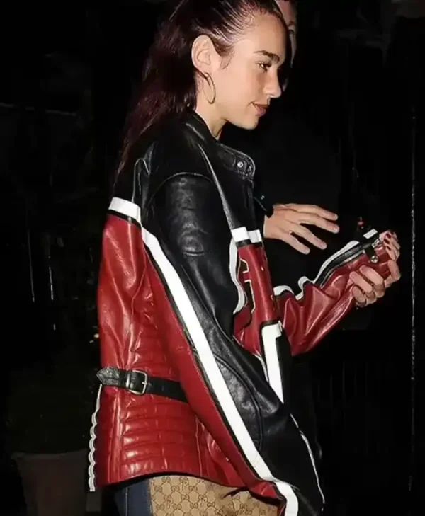 Met Gala Dua Lipa Leather Racing Jacket