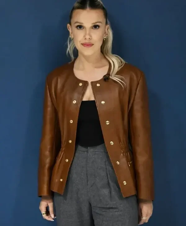 Millie Bobby The Tonight Show Brown Jacket