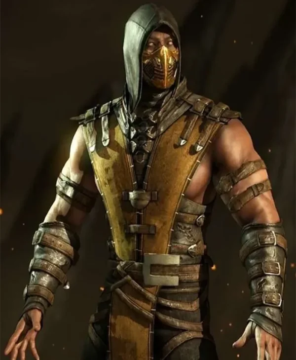 Mortal Kombat X Scorpion Leather Gaming Hooded Jacket