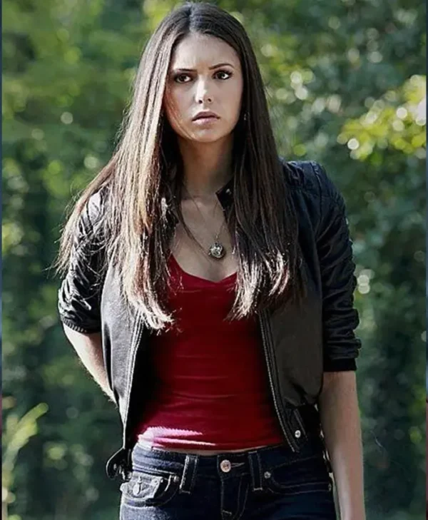 Nina Vampire Diaries Bomber Leather Jacket