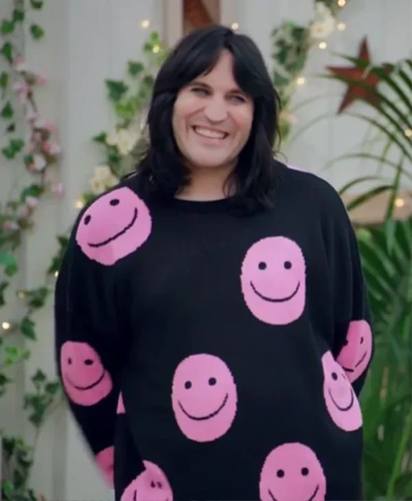 Noel Fielding Pink And Black Smiley Face Sweatshirt