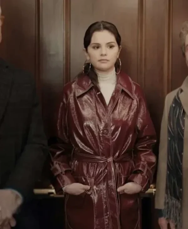 Only Murders in the Building Mabel Mora Maroon Leather Coat