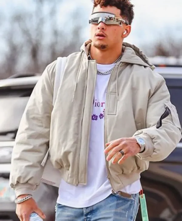 Patrick-Mahomes-Keep-It-Rolling-Beige-Bomber-Jacket