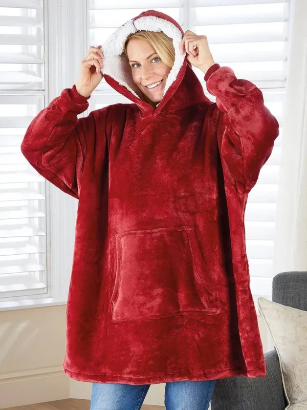 Red Hooded Women's Sherpa Robe