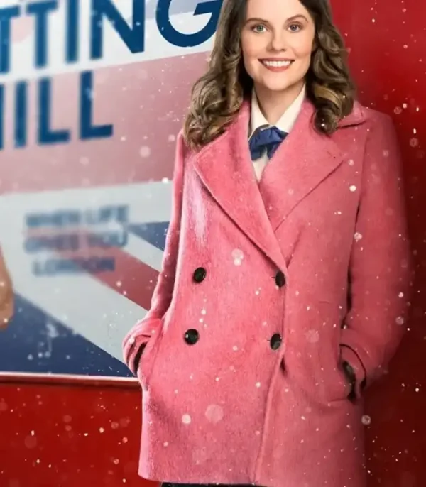 Sarah Ramos 2023 Christmas In Notting Hill Pink Coat