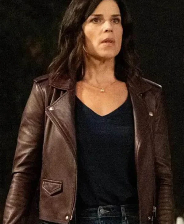 Scream Neve Campbell Brown Motorcycle Leather Jacket