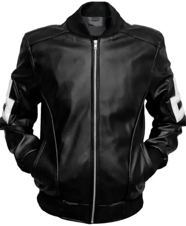 Seinfeld 8 Ball Leather Black Bomber Jacket