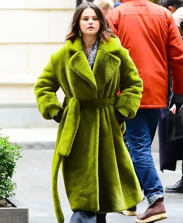 Selena Gomez Green Coat